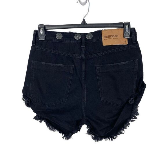 ONETEASPOON WORN BLACK CONCHO BANDITS HIGH WAIST DENIM SHORT 28/6 - Picture 5 of 10